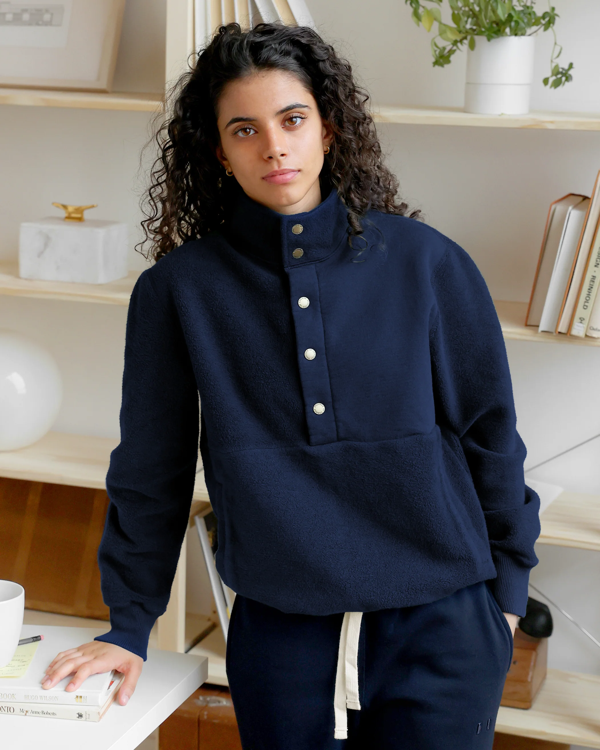 Reverse Fleece Pullover Navy - Unisex - Image 9