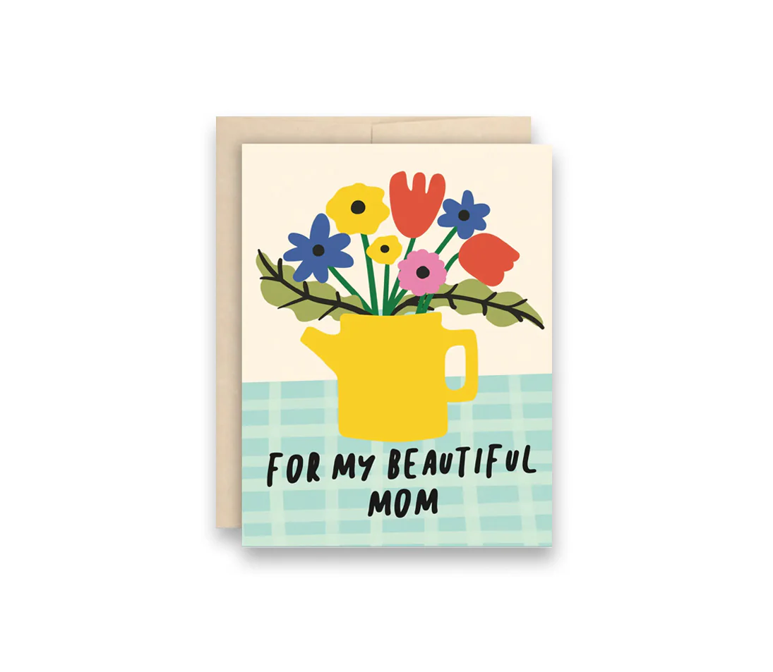 Teapot Floral Vase Mother's Day Greeting Card